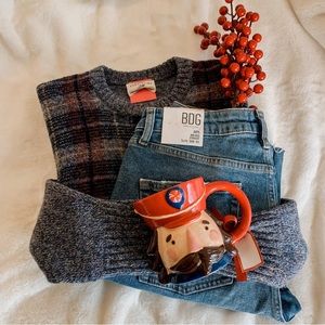 Vintage Gray Plaid Sweater SZ M